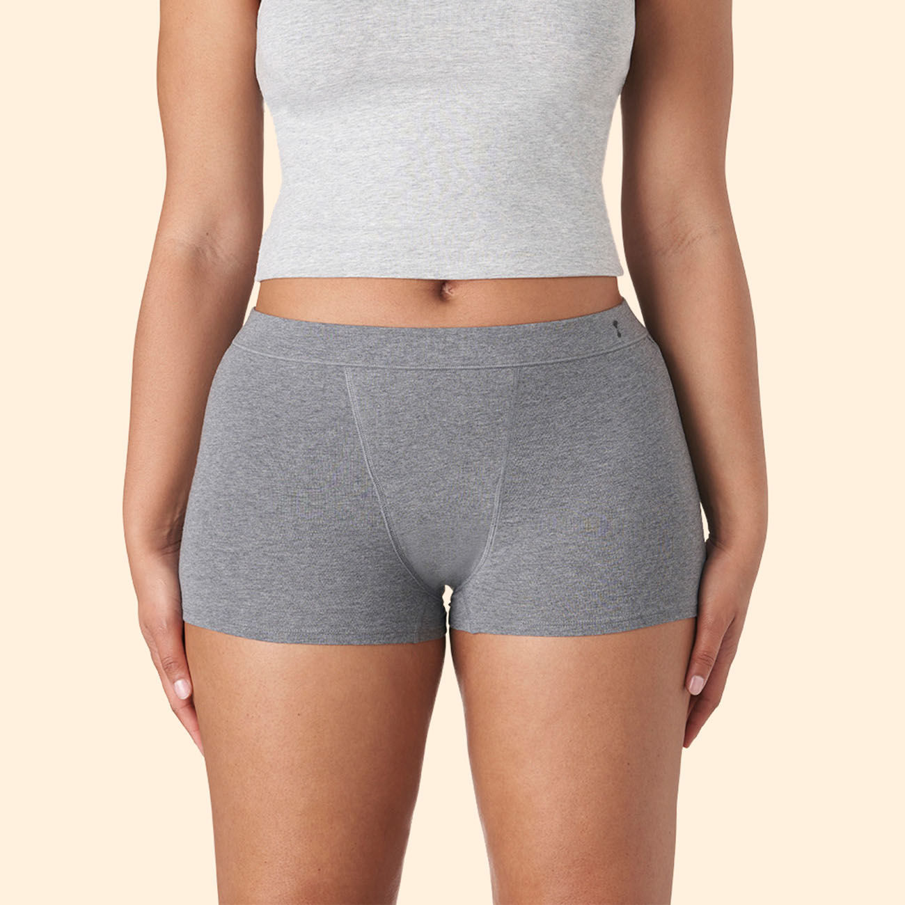 TFA Cotton-Boyshort Heather-Grey Front