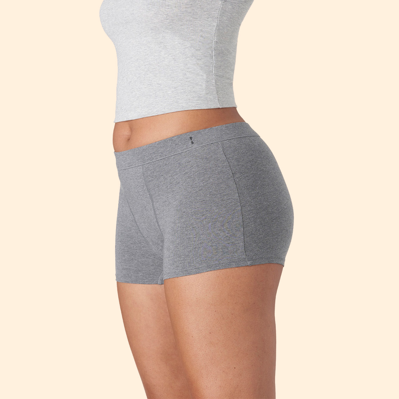 TFA Cotton-Boyshort Heather-Grey Side